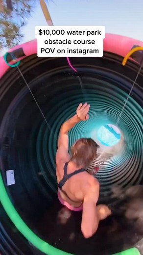 POV ON INSTAGRAM of the Back yard water park obstacle course!