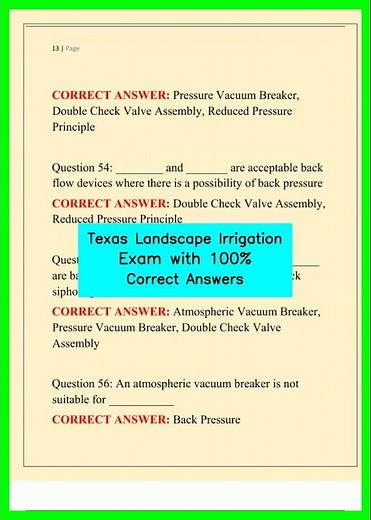Texas Landscape Irrigation Exam with 100% Correct Answers video