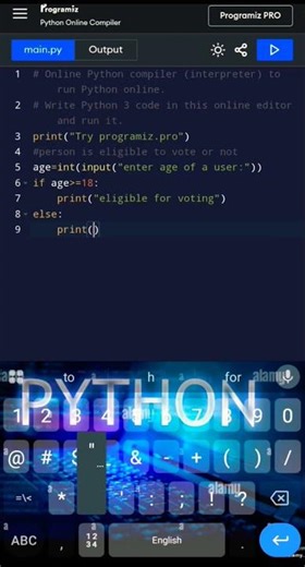 eligible to vote or not! Python🐍