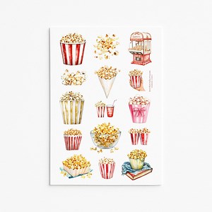 Popcorn Movie Night Stickers for Journals Planners and Scrapbooks - Etsy UK