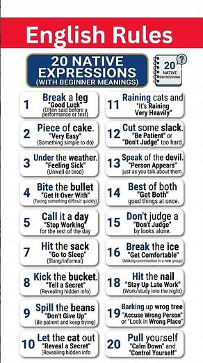 peak Like a Native: 20 Common English Idioms Explained Easily 🚀 #shortsvideo #esl #english
