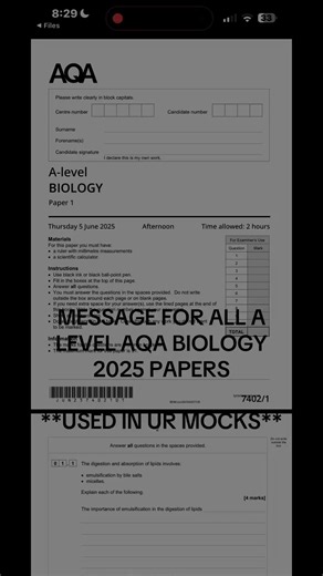 A Level AQA Biology 2025 Papers Overview