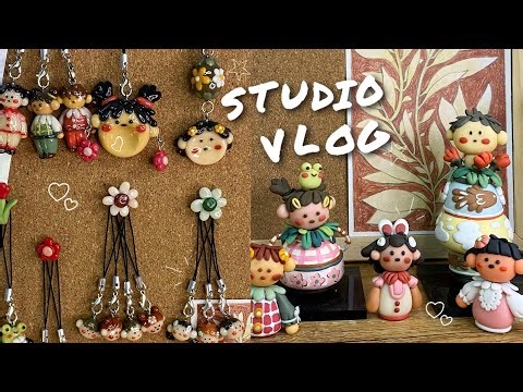 ✨Studio Vlog | Making Clay Charms, Worry Stones & Glazing with UV Resin | Shop Update