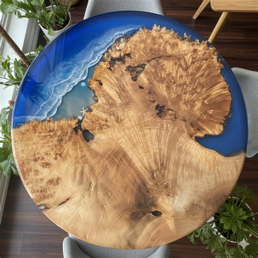 Handmade Round Epoxy Resin Table, Live Edge Wood Slab Desk, Custom Dining Furniture - Etsy UK