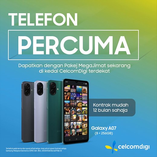 7.3K reactions · 181 shares | Dapatkan #GalaxyA07 PERCUMA dengan kontrak 12 bulan sahaja dengan CelcomDigi! Tertakluk pada t&s pihak ketiga. | Samsung | Facebook