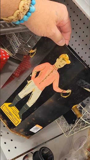 An interesting fifties lawn jockey waste paper basket, damaged🤔