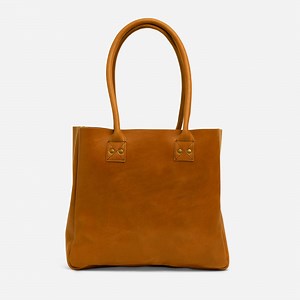 Merkato Signature Leather Tote Bag - Rust Brown