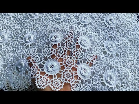 Crochet Tablecloth, Crochet Table runner🧶With Wonderful Crochet Motif Pattern, Tutorial Crochet Lace