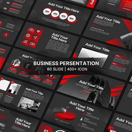 Red and Black Powerpoint Persentation | Powerpoint Template | Ppt Minimalist | Business Strategy | Pitch Deck - Etsy