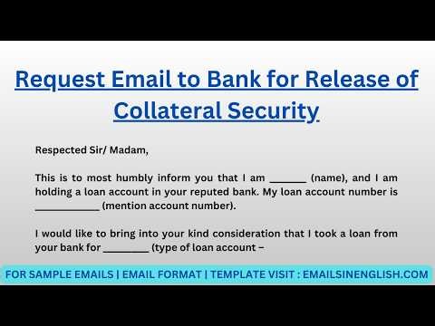 Request Email to Bank for Release of Collateral Security