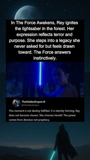 In The Force Awakens (2015) Rey holds the saber for the first time