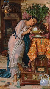 The poem Isabella, or the Pot of Basil was written by the English poet John Keats and published in 1820. The story tells how Isabella falls in love with Lorenzo, a young man who works for her brothers. When they discover the relationship, they kill him and bury him in a forest to prevent the marriage. Later, Lorenzo appears to Isabella in a dream and tells her where his body is buried. Isabella goes there, exhumes the body, and buries his head in a pot of basil, which she cares for regularly. Th