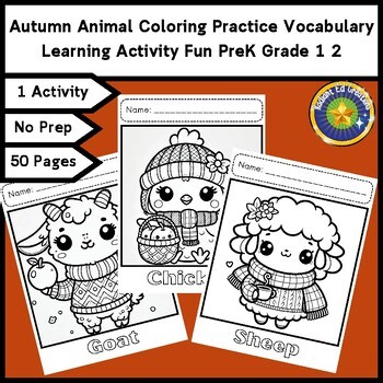 Autumn Animal Coloring Pages Sight Word ESL Vocabulary Read Learning ELA SEL