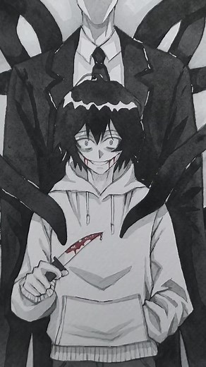 Creepypasta Art: Slenderman vs Jeff the Killer