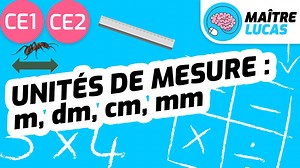 #mesure #unitésdemesure #grandeur #nationapprenante #éducation #écoleàlamaison #ce2 #ce1 #écoleenligne #mathématiques #maitrelucas #maternelle #primaire #enfants #cycle2 #élémentaire Dans cette vidéo à destination des élèves de CE1 et CE2 (cycle 2), les élèves apprennent à utiliser des unités de mesure. Ils découvrent ou redécouvrent le mètre (m), le décimètre (dm), le centimètre (cm), et le millimètre (mm). Le centimètre et le millimètre servent à mesurer de petites longueurs. Pour des longueur