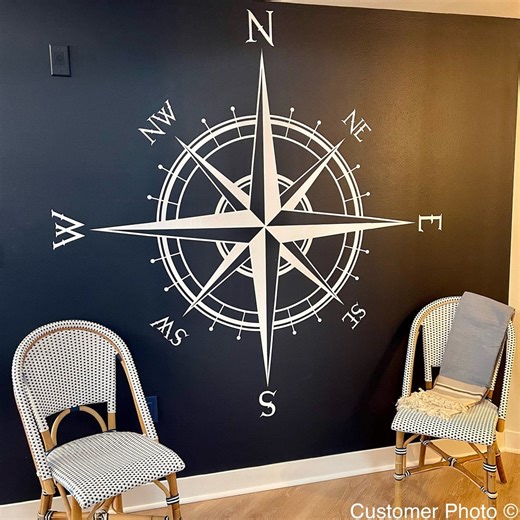 The Captain Compass Rose Wall Decal: Nautical Home Decor K514 - Etsy