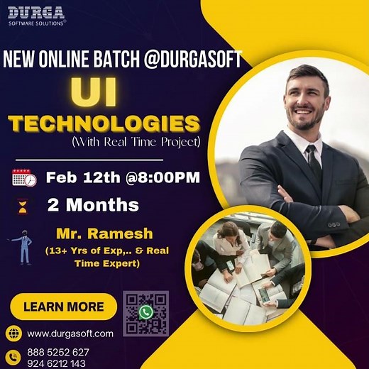 "Learn UI Technologies with Real-Time Projects | New Online Batch at Durgasoft"