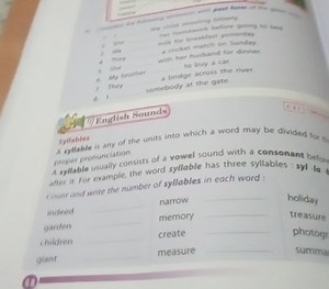 Count and write the number of syllables in each word:indeedg... | Filo