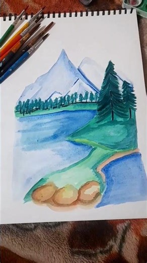 Mountain 🏞🏔Landscape Using Watercolor 🎨