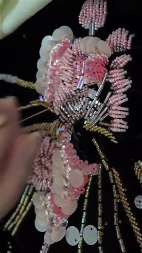Handcrafted beaded embroidery New Chinese-style clothing embroidery#Pearl embroidery#Hand-