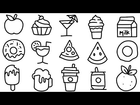How to Draw Food items - Healthy v Unhealthy, fruits drawing, ice cream drawing, junk food drawing