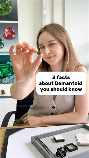 Tsarina Jewels Co Ltd on Instagram: "3 FACTS ABOUT DEMANTOID YOU SHOULD KNOW 1. Demantoid Garnet is the rarest and highly prized variety of garnet known for its vivid green color. It is one of the most valuable garnet types due to its unique coloration and brilliance. 2. One of the distinguishing features of demantoid garnets is the presence of unique “horsetail” inclusions, which are fine, thread-like inclusions resembling the tail of a horse. These inclusions are highly prized by collectors an