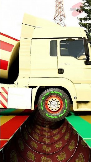 Tow Cement Trucks vs Reverse Speed Bumps #shorts #beamng #beamngcrashes #beamngdrive #trucksvs