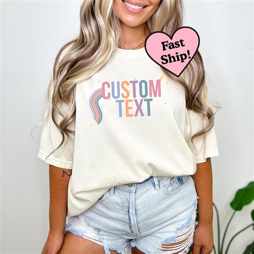 Personalized Unicorn Shirt, Custom Rainbow Text, Comfort Colors Tee - Etsy