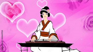 Cartoon girl playing piano 2d animated background, animation of a cartoon girl who plays the piano, beautiful girl musician plays musical instrument, women, lady, piano teacher Stock Video