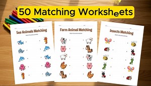 50 Matching Worksheets for Kids, Preschool Activities (instant Download) - Etsy Australia