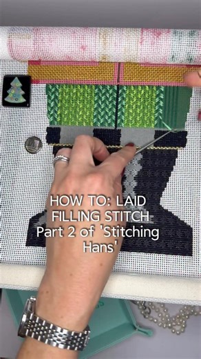 The Wool & The Floss Needlepoint on Instagram: "Part 2 of ‘Stitching Hans’ | How to do a laid filling needlepoint stitch. 🪡 Our Rebecca is stitching the Labors of Love Large Nutcracker using Melissa’s stitch guide and she is taking us along on the journey. The best part about a stitch guide is the way it’s like a class in a box. There is so much to learn through doing a project like this! Stitch Guide available exclusively through The Wool & The Floss. If you missed Part 1, check out our profil