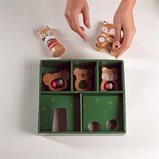 Léia Ξύλινο Σετ Κουδουνίστρες – Αλεπού και Κοάλα