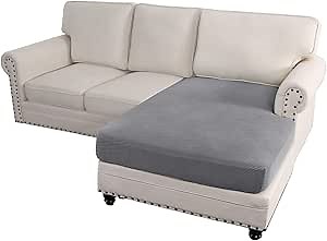H.VERSAILTEX Sectional Couch Covers 1 Piece Chaise Slipcover L Shape Separate Cushion Couch Cover for Both Left/Right Sectional Couch (Seat Only: 1 Chaises, Dove)