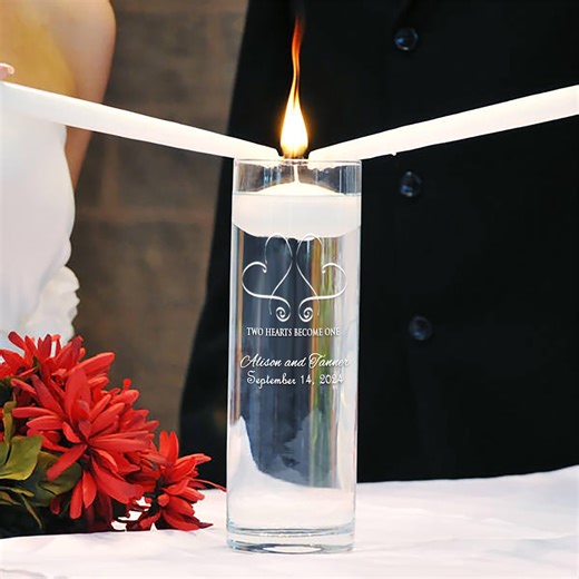Personalized Floating Unity Candle - Whimsical Double Hearts Unity Ceremony Vase - Etsy