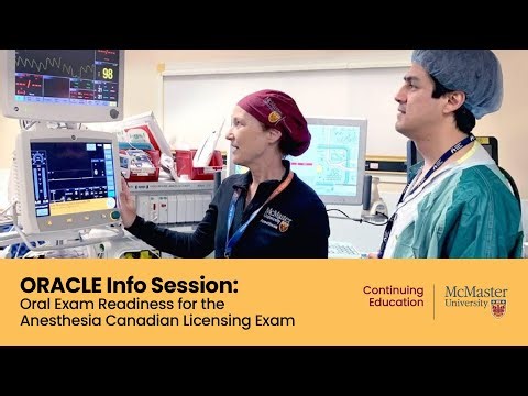 Oracle Info Session: Oral Exam Readiness for the Anesthesia Canadian Licensing Exam