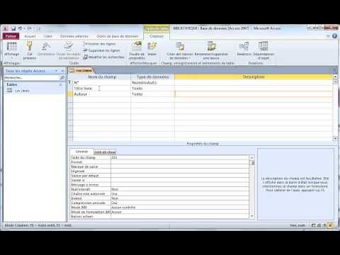 BIBLIOTHEQUE -2- Création de la table (1ère partie)