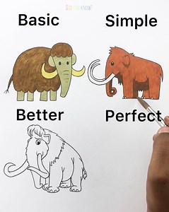 1.4M views · 6.8K reactions | Drawing a Woolly Mammoth - Basic vs Perfect #drawing | Did you know? | Facebook