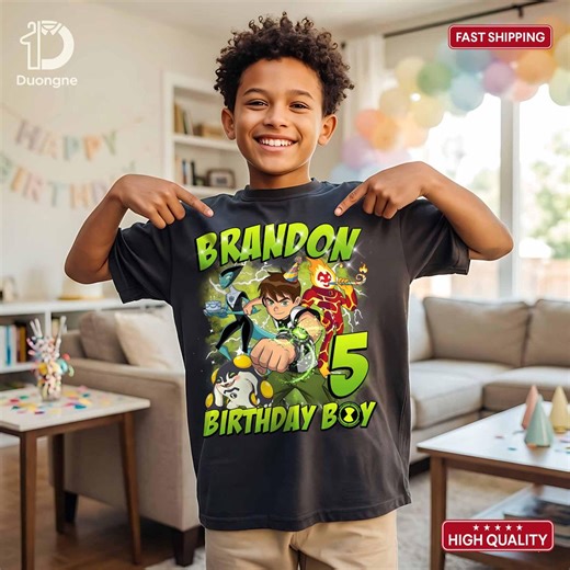 Personalized Ben 10 Birthday Shirt, Custom Alien Hero Tee for Boys - Etsy