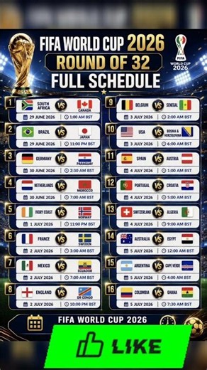 ৩য় রাউন্ড খেলা সময় সূচি | 🏆 FIFA World Cup 2026 Round of 32 | Football khelar Somy Suchi 🇧🇩 #shorts