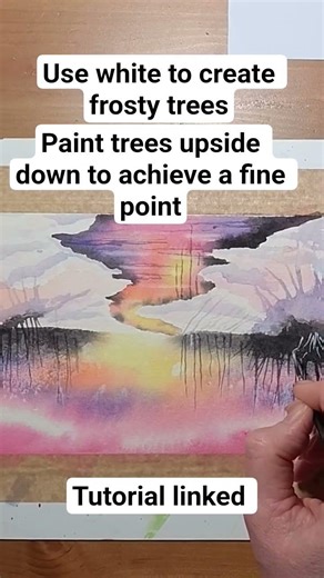 #watercolor #watercolorpaintingforbeginners watercolour snowy trees