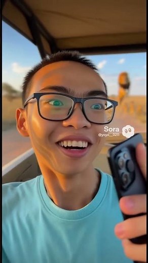 A Taiwanese high school student saw a lion dancing on the African savanna#memes #funny #lion