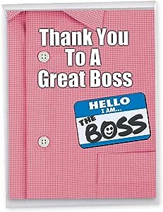The Best Card Company Jumbo Boss's Day Greeting Card (Boss) 8.5 x 11 Inch with Envelope (1 Pack) Large Co-Worker Thank You to a Great Boss J9108BOG