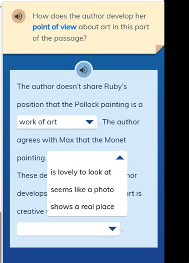 How does the author develop her point of view about art in this... | Filo