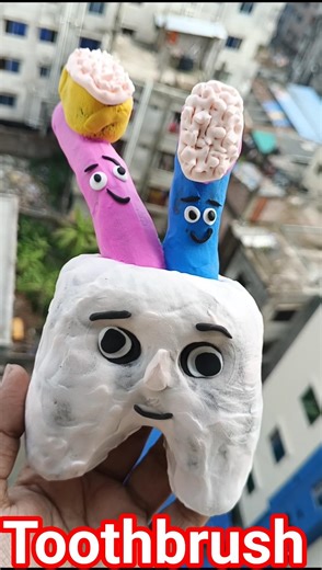 Diy idea💕🫣How to make‼️Brush🪥+toothpaste🦷by clay🍓#clay #clayart #claycrafts #claycraft #craftideas