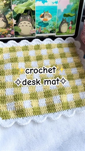 ✨cute and easy crochet desk mat for beginners #crochet #crochetforbeginners #deskmat #handmade #diy