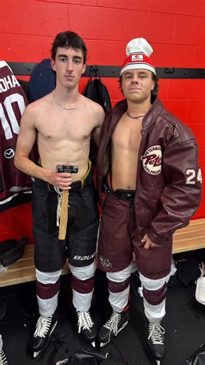 U15 Peterborough Jr Pete's AAA on Instagram: "With a big win over the Ottawa Meyers team Jude White gets the player of the game vintage jacket and toque and Patrick McIlwain gets the hammer."
