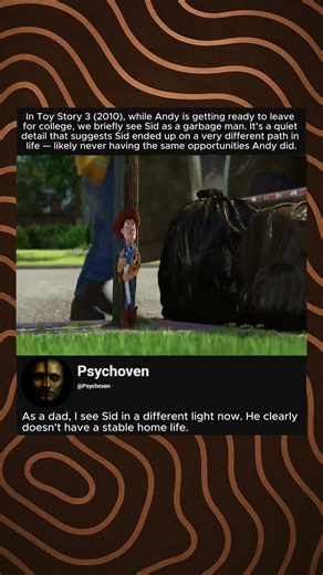 In Toy Story 3 (2010) Sid as a garbage man.