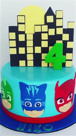 PJ Masks Cake! Hand made edible decorations #pjmasks #birthday #cake #cakedecorating #handmade