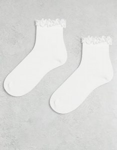 ASOS DESIGN - Lot de 2 paires de chaussettes à bord volanté - Blanc | ASOS