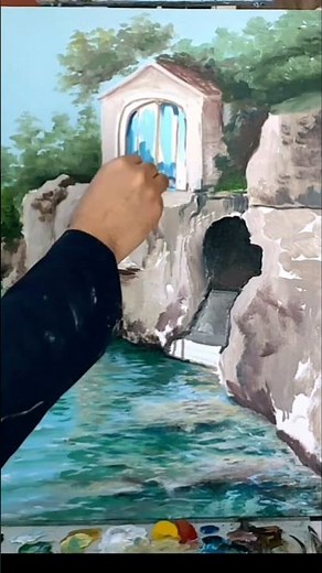 الرسم و اجمل اللوحات قناه رائعه في تعليم رسم المناظر الطبيعيه #رسومات #art #acrylic #لوحات #اكسبلور
